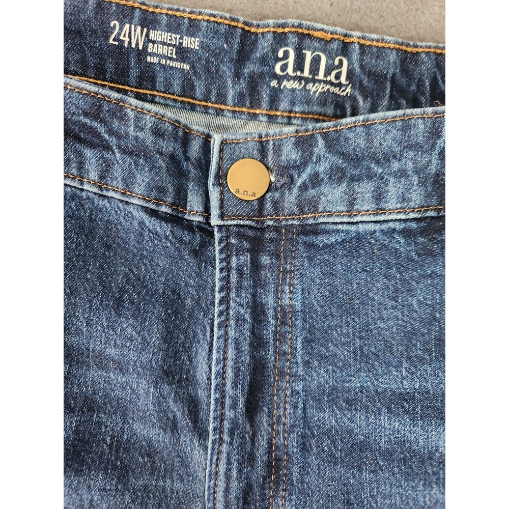 ANA A New Approach Barrel Jeans Womens Sz 24W Balloon Leg Highest Rise Blue NWT - Picture 5 of 13